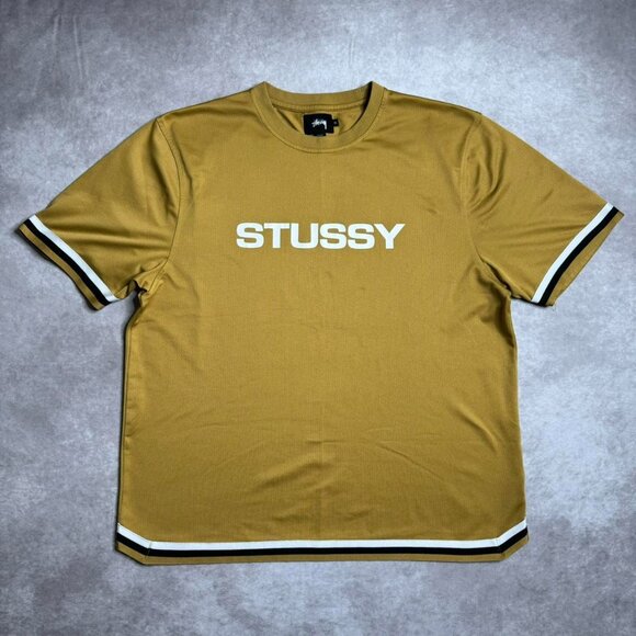 Gold Stussy Jersey T-Shirt - Picture 2 of 5